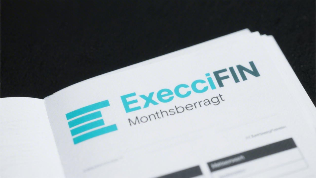 Minimalistischer ExecFin Monatsberichte Schriftzug mit schlichten türkisen Balken als Symbol für strukturierte Finanzberichte in deutscher Unternehmenslandschaft